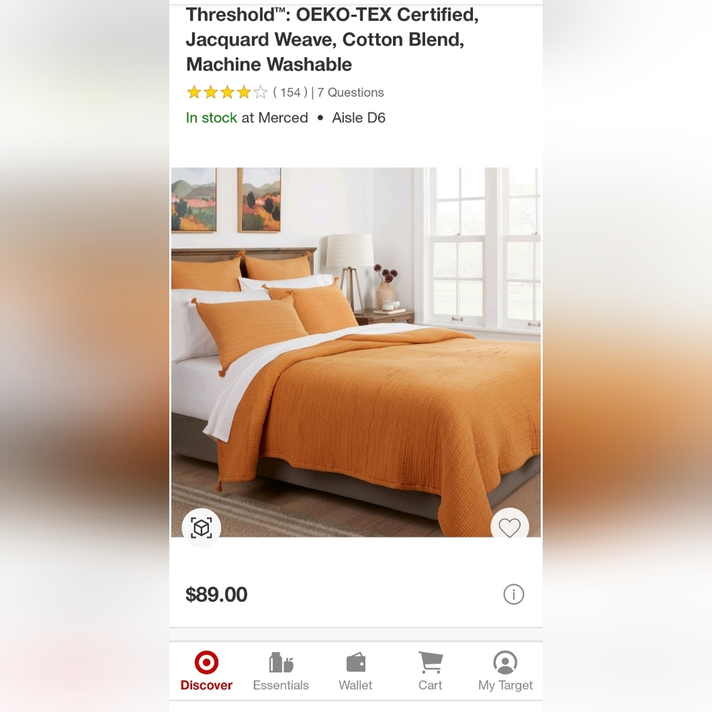 Threshold target  Nwot king size coverlet
